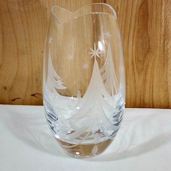 Mikasa Silent Night Crystal Etched Bud Vase Christmas tree Slovenia - Picture 3 of 10